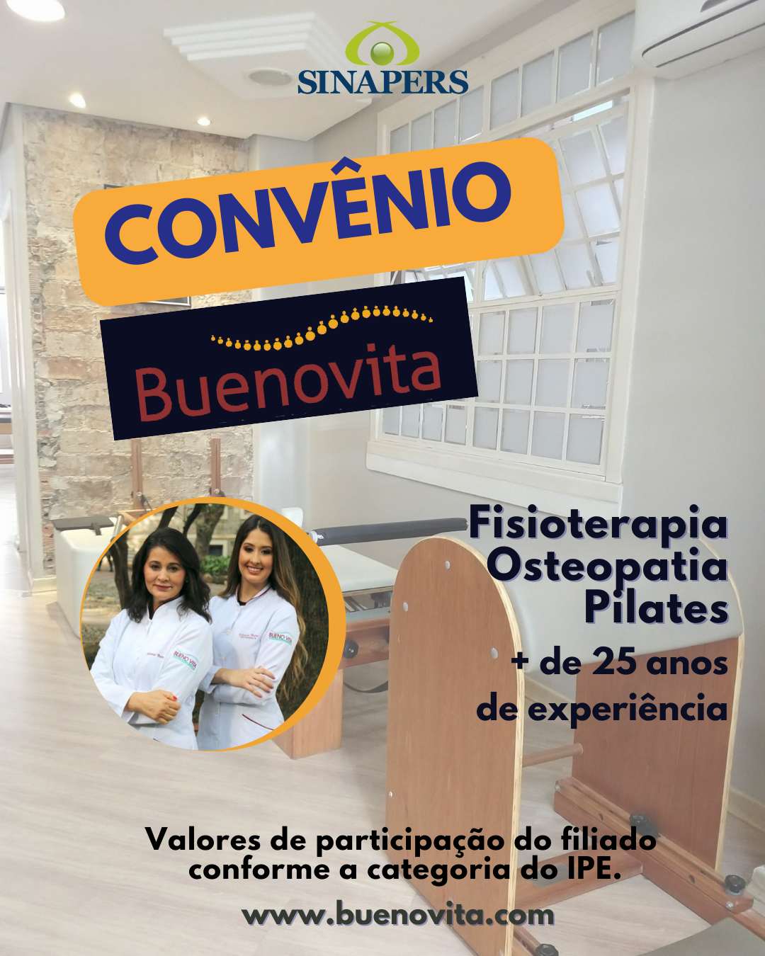 Convênio de Fisioterapia, Osteopatia e Pilates para filiados 