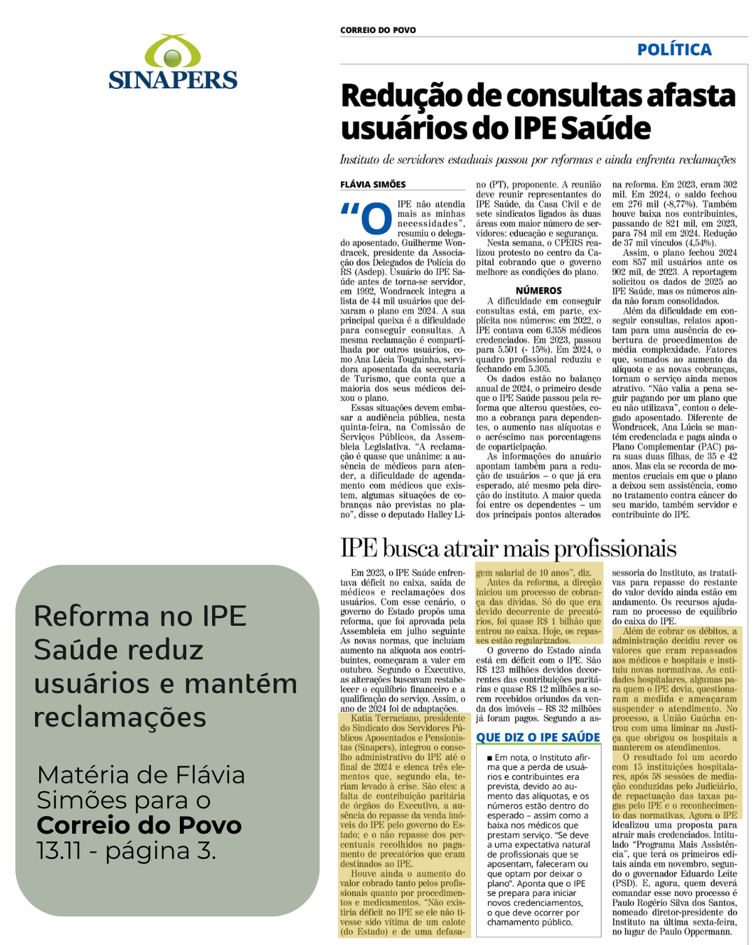 Reforma no IPE Saúde reduz usuários e mantém reclamações
